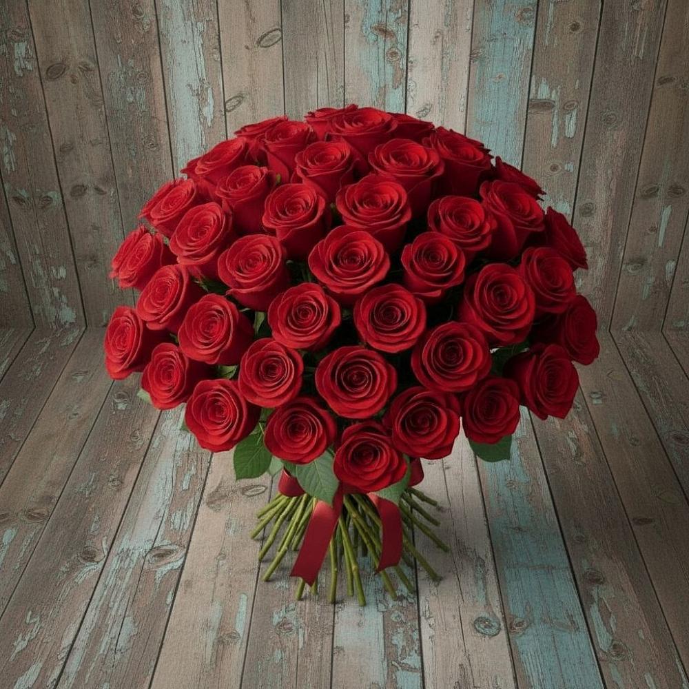 Букет 55 Красных роз Фридом в Гвардейском