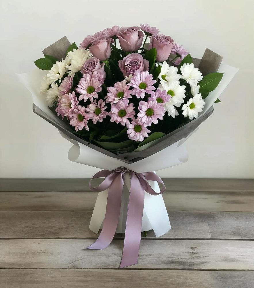 Букет цветов из: Хризантемы и Розы в Гвардейском