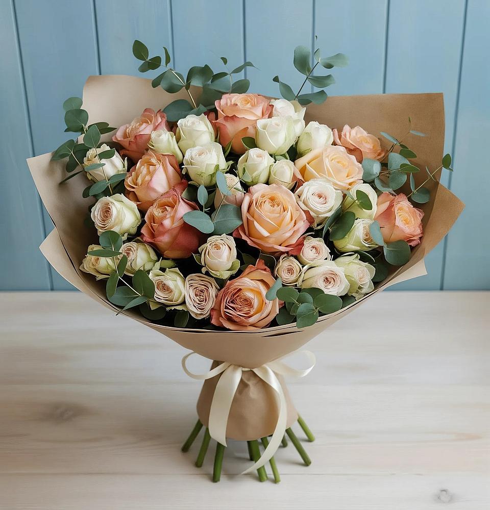 Букет цветов из: Альстромерии и Розы в Гвардейском