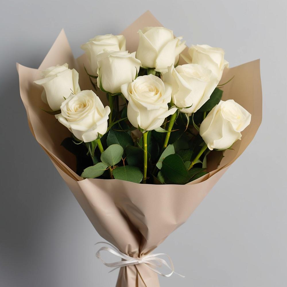 Букет 9 Белых роз Эдлесс Лав в Гвардейском