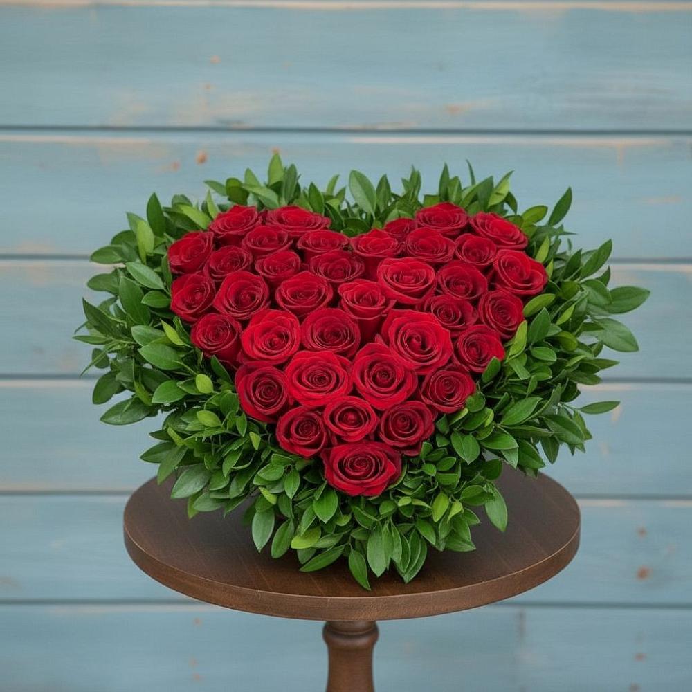 Цветочная композиция из Розы в виде сердца в Гвардейском