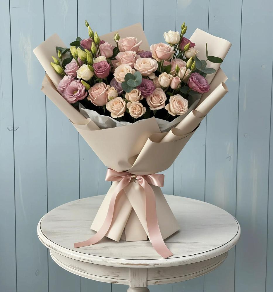 Букет цветов из: Розы и Лизиантусы в Гвардейском