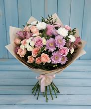 Букет цветов из:  Хризантемы, Розы и Альстромерии в Гвардейском